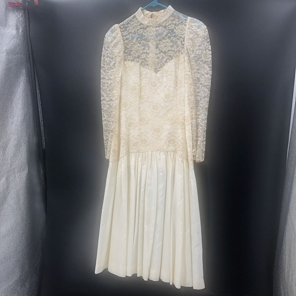 Vintage 1980s Women's Chiffon Sheer Skirt Drop Waist Cocktail Dress